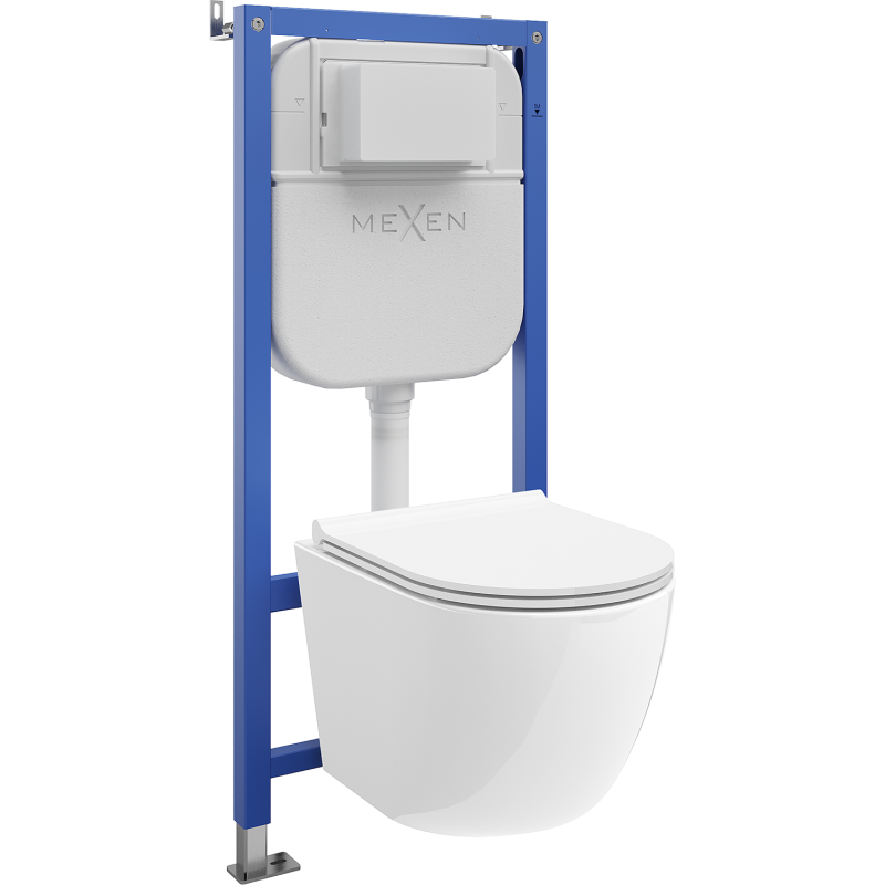 Mexen Lena WC Concealed Set - Pneumatic Tex Air E Frame with WC Bowl and Soft-Close Seat, White - 610930220500A