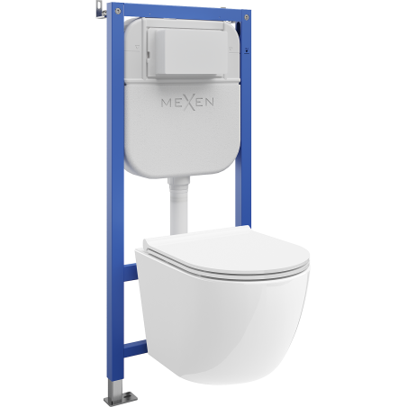Mexen Lena WC Concealed Set - Pneumatic Tex Air E Frame with WC Bowl and Soft-Close Seat, White - 610930220500A