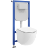 Mexen Lena WC Concealed Set - Pneumatic Tex Air E Frame with WC Bowl and Soft-Close Seat, White - 610930220500A