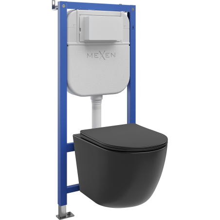 Mexen Lena WC Concealed Set with Pneumatic Frame Tex Air E with Tornado WC Bowl and Soft-close Seat, Matte Black