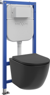 Mexen Lena WC Concealed Set with Pneumatic Frame Tex Air E with Tornado WC Bowl and Soft-close Seat, Matte Black