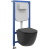Mexen Lena WC Concealed Cistern Set Tex E Frame with WC Bowl and Soft-Close Seat, Black Matte - 610930221085