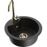 Mexen Diego 1-compartment granite sink with kitchen mixer tap Telma, Black/Gold - 6512-75-670200-50