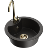 Mexen Diego single-bowl granite sink with Telma kitchen tap, black/gold - 6512-75-670200-50