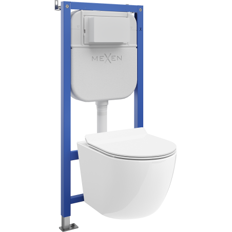 Mexen Lena WC Concealed Frame Set Tex E with Tornado Toilet Bowl and Soft-Close Seat, White - 610930224000T
