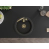 Mexen Diego 1-bowl granite sink with Telma kitchen faucet, black/gold - 6512-75-670200-50