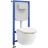 Mexen Lena WC Concealed Cistern Pneumatic Frame Set Tex Air E with WC Bowl and Soft-Close Seat, White/Gold - 610930224005A