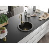 Mexen Diego 1-bowl granite sink with Telma kitchen faucet, black/gold - 6512-75-670200-50