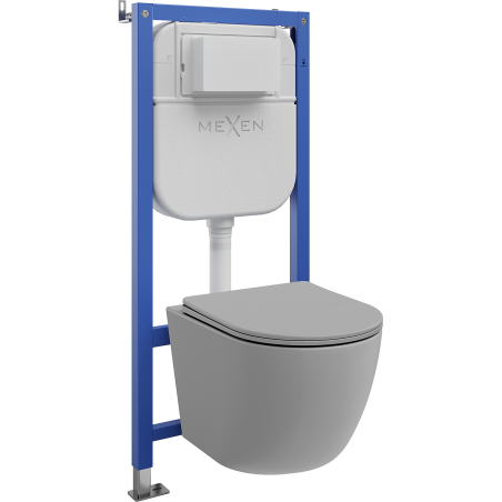 Mexen Lena WC Concealed Set Tex E with WC Bowl and Soft-Close Toilet Seat, Light Gray Matte - 610930224061