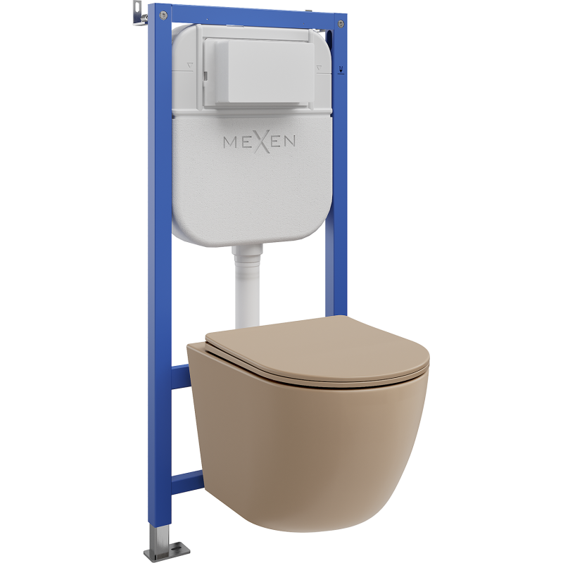 Mexen Lena WC Concealed Set Tex Air E Pneumatic Frame with WC Bowl and Soft-Close Seat, Matte Cappuccino - 610930224064A