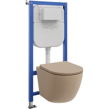 Mexen Lena WC Concealed Set Tex Air E Pneumatic Frame with WC Bowl and Soft-Close Seat, Matte Cappuccino - 610930224064A
