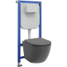Mexen Lena WC Concealed Frame Set Tex E with Toilet Bowl and Soft-Close Seat, Dark Gray Matte - 610930224071