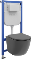 Mexen Lena WC Concealed Frame Set Tex E with Toilet Bowl and Soft-Close Seat, Dark Gray Matte - 610930224071