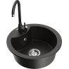 Mexen Diego 1-compartment granite sink with kitchen mixer tap Telma, Black/Gold - 6512-75-670200-70