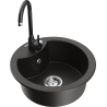 Mexen Diego granite kitchen sink 1-bowl with Telma kitchen tap, black/gold - 6512-75-670200-70