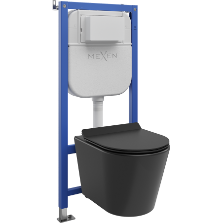 Mexen Rico WC Concealed Set Tex Air E Pneumatic System with Tornado Bowl and Soft-Close Seat, Black Matte - 610930720185TA