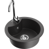 Mexen Diego granite single-bowl sink with Telma kitchen faucet, speckled black - 6512-76-670200-00