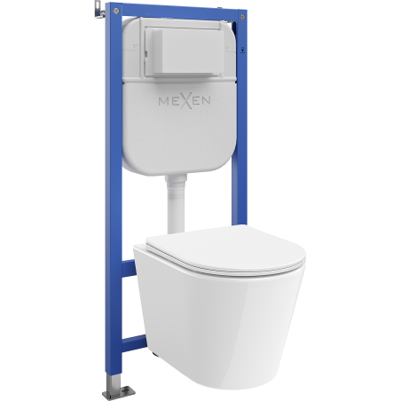 Mexen Rico WC Concealed Set Pneumatic Frame Tex Air E with WC Bowl and Soft-Close Seat, White - 610930720300A