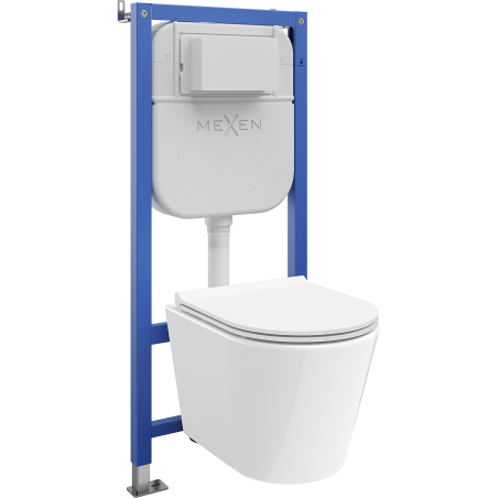 Mexen Rico concealed toilet set with Tex E frame, WC Tornado bowl and soft-close seat, white - 610930720500T