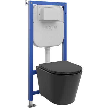 Mexen Rico WC Concealed Set with Pneumatic Frame Tex Air E, Tornado WC Bowl, and Soft-Close Seat, Black Matte - 610930721085TA