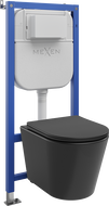 Mexen Rico WC Concealed Set Tex E Frame with WC Bowl and Soft-Close Toilet Seat, Black Matte - 610930721085