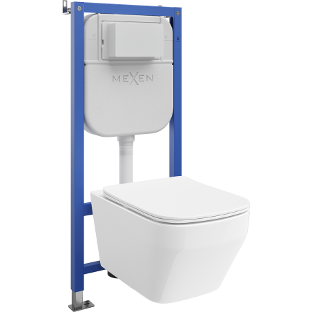 Mexen Riva WC Concealed Set Tex E with Tornado WC Bowl and Soft-Close Seat, White - 610930630200T