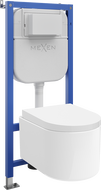 Mexen Sofia WC Concealed Cistern Set, Tex Air E Pneumatic Frame with Toilet Bowl and Soft-Close Seat, White - 610930540200A