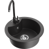 Mexen Diego 1-bowl granite sink with Telma kitchen tap, black speckled - 6512-76-670200-76