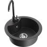 Mexen Diego granite sink 1-bowl with Telma kitchen faucet, black speckled - 6512-76-670200-76