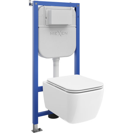Mexen Stella WC Concealed Cistern Kit Tex E with Toilet Bowl and Soft-Close Seat, White - 610930680900