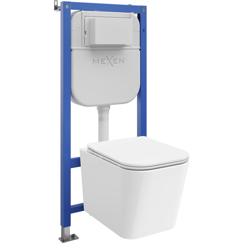 Mexen Teo WC Concealed Set Tex E Frame with Tornado Bowl and Soft Close Seat, White - 610930850600T