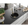 Mexen Diego granite kitchen sink 1-bowl with Telma kitchen faucet, black - 6512-77-670200-50