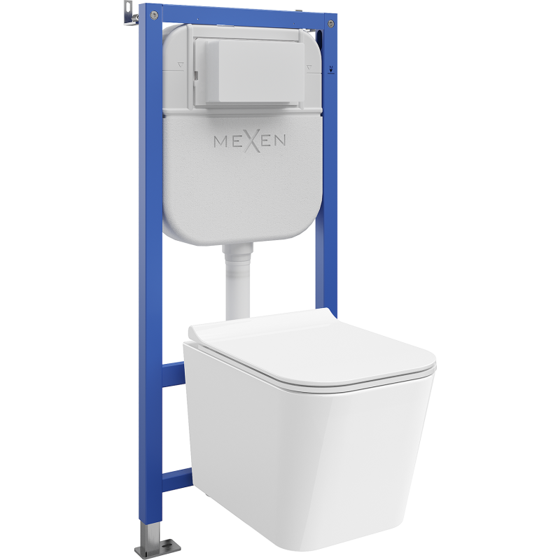 Mexen Teo WC Concealed Frame Set Tex E with WC Bowl and Soft-close Seat, White - 610930850700