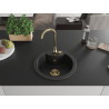 Mexen Diego granite kitchen sink 1-bowl with Telma kitchen faucet, black - 6512-77-670200-50