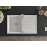 Mexen Bruno granite kitchen sink 1-bowl with drainer and Telma kitchen faucet, white - 6513-20-670200-00