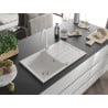 Mexen Bruno granite sink 1-bowl with drainer and Telma kitchen tap, white - 6513-20-670200-20