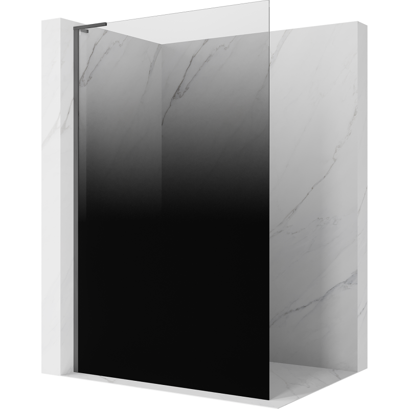 Mexen Kioto L Walk-in Shower Wall 80 x 200 cm, Black Ombre 8 mm, Brushed Gun Gray - 800-080-103-66-76