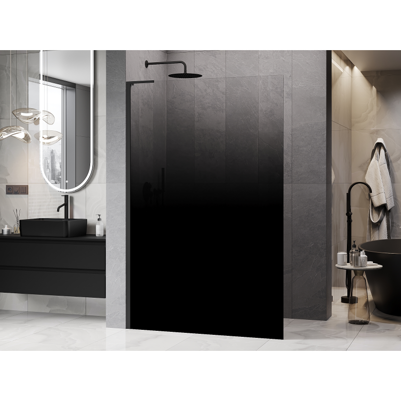 Mexen Kioto L Walk-in Shower Screen 80 x 200 cm, Black Ombre 8 mm, Black - 800-080-103-70-76