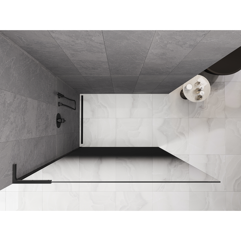 Mexen Kioto L Walk-in Shower Screen 90 x 200 cm, Ombre Black 8 mm, Black - 800-080-103-70-76 - 800-090-103-70-76