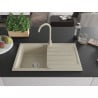 Mexen Bruno granite kitchen sink 1-bowl with drainer and Telma kitchen tap, beige - 6513-69-670200-69