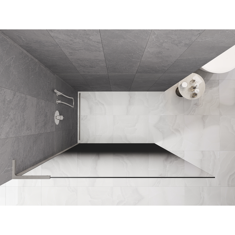 Mexen Kioto L Walk-in shower wall 70 x 200 cm, black ombre 8 mm, brushed nickel - 800-070-103-97-76