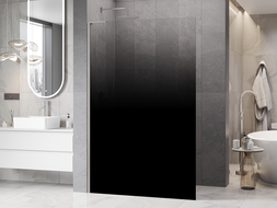 Mexen Kioto L Walk-in shower wall 100 x 200 cm, black ombre 8 mm, brushed nickel - 800-100-103-97-76