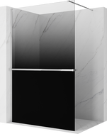 Mexen Kioto+ shower wall with shelf Walk-in 70 x 200 cm, black ombre 8 mm, chrome - 800-070-121-01-76