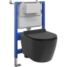 Mexen Carmen WC Concealed Set Pneumatic Frame Tex Air XS-F with Toilet Bowl and Soft-Close Seat, Matte Black - 610830880185A