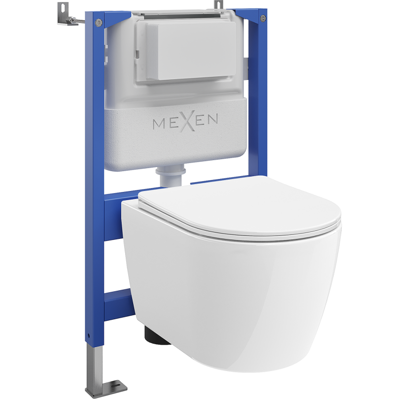 Mexen Carmen WC Concealed Set with Pneumatic Frame Tex Air XS-F, with WC Bowl and Soft-Close Seat, White - 610830880300A