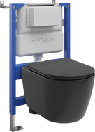 Mexen Carmen WC Concealed Set, Pneumatic Tex Air XS-F Frame with Toilet Bowl and Soft-Close Seat, Matte Black - 610830881085A