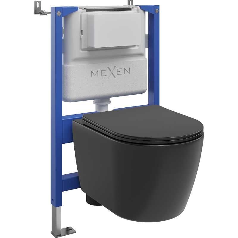 Mexen Carmen WC Concealed Frame Set Tex Air XS-F with Tornado Bowl and Soft-Close Seat, Black Matte - 610830881085TA