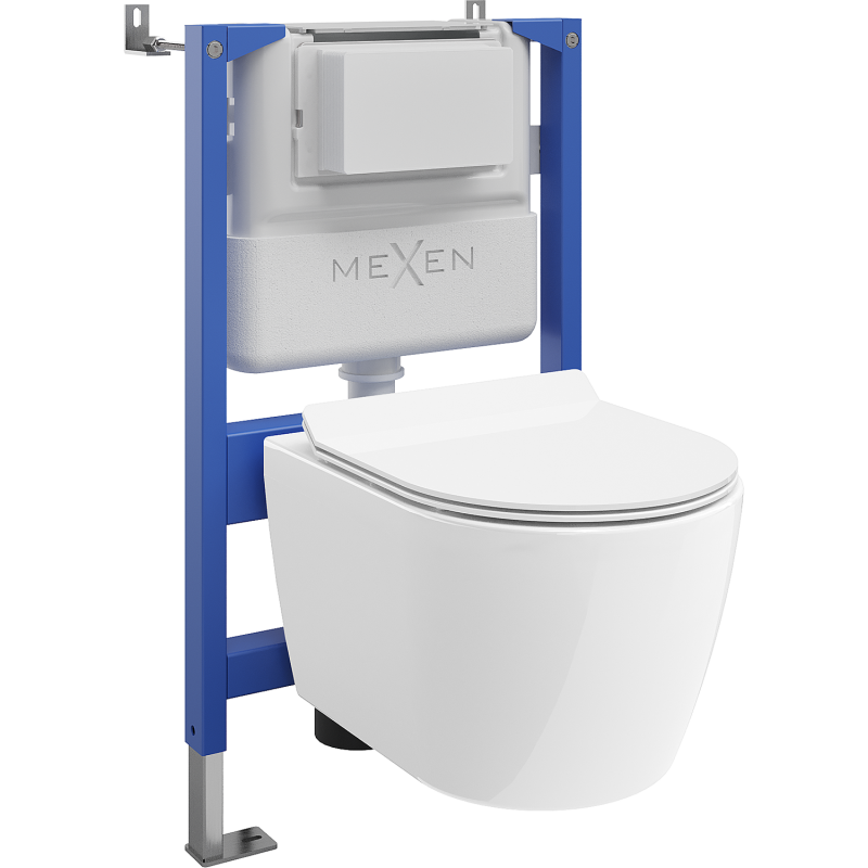 Mexen Carmen WC Concealed Cistern Set with Pneumatic Frame Tex Air XS-F with Tornado WC Bowl and Soft-Close Seat, White