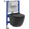 Mexen Lena WC Flush-Mounted Set Tex Air XS-F Pneumatic Frame with Tornado WC Bowl and Soft-Close Seat, Black Matte