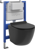 Mexen Lena WC Flush-Mounted Set Tex Air XS-F Pneumatic Frame with Tornado WC Bowl and Soft-Close Seat, Black Matte
